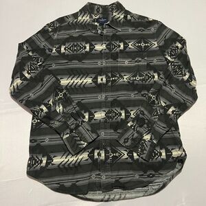 American Eagle Aztec Navajo Print Flannel Button Shirt Classic Fit Mens M